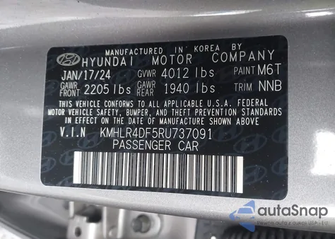 2024 Hyundai Elantra N Line z USA, uszkodzony, nr VIN KMHLR4DF5RU737091